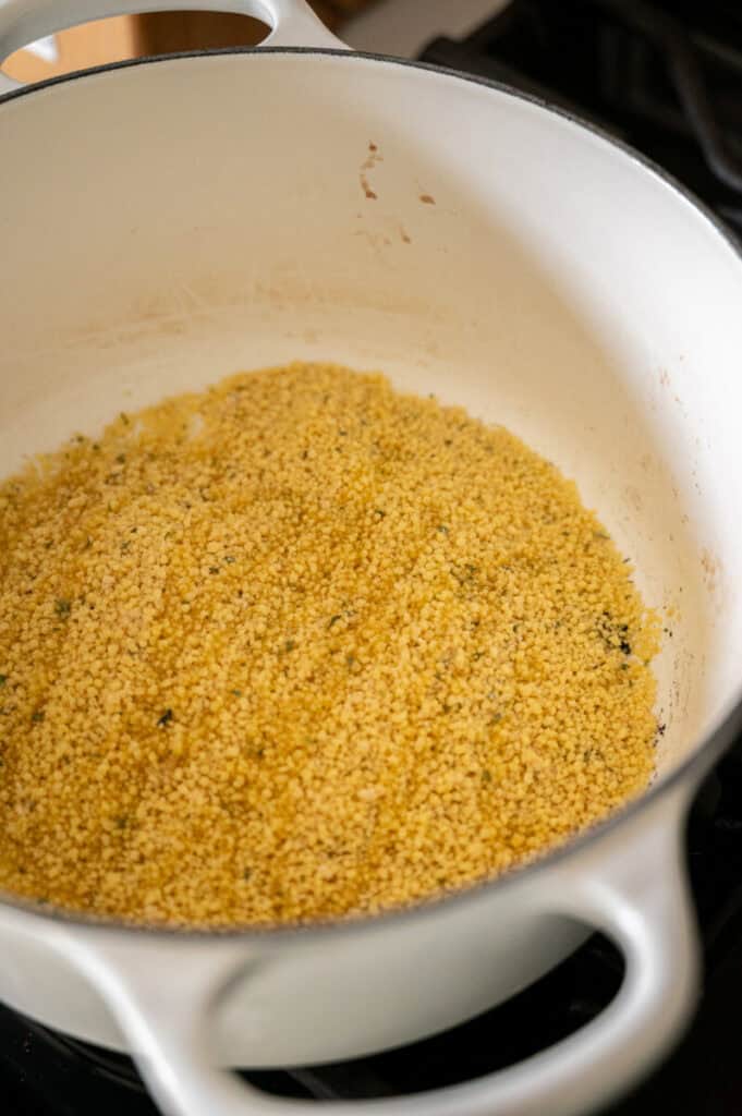 couscous toasting in olive oil.