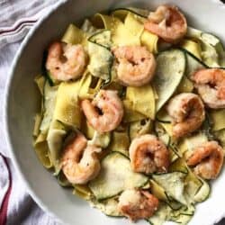 Pappardelle and Zucchini Ribbons with Shrimp