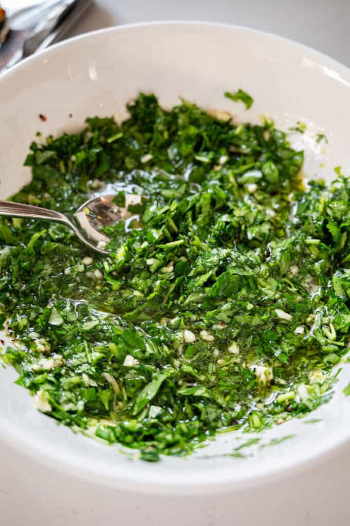green salsa verde in a bowl.