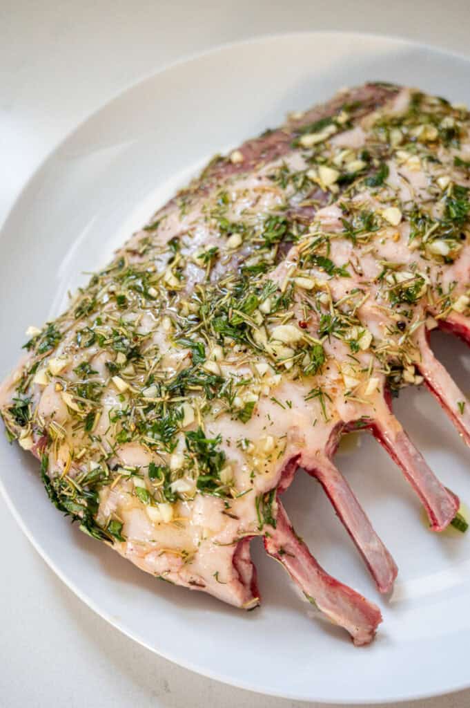 marinated rack of lamb.