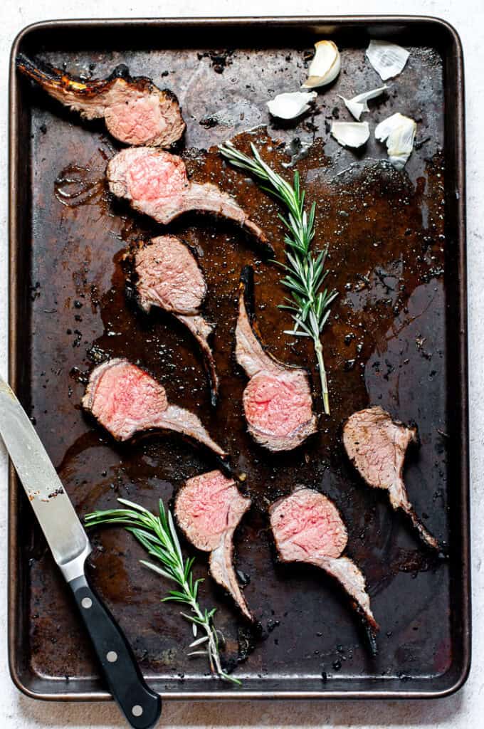sliced lamb lollipops.