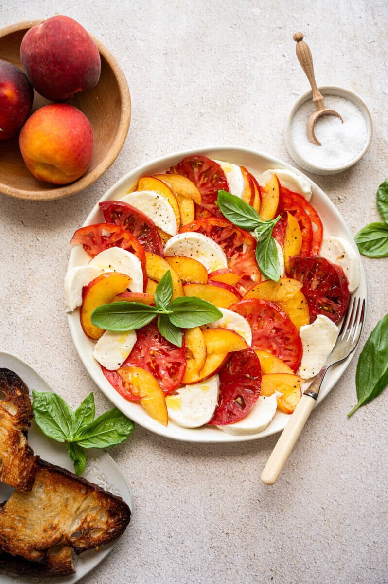peach caprese salad.