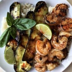 Easy Spicy Grilled Shrimp with Coconut Rice