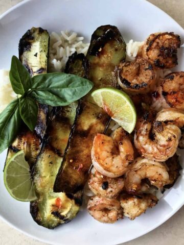 Easy Spicy Grilled Shrimp with Coconut Rice