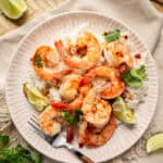 garlic shrimp with coconut rice.