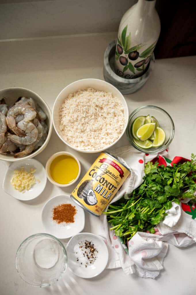 shrimp and coconut rice ingredients.