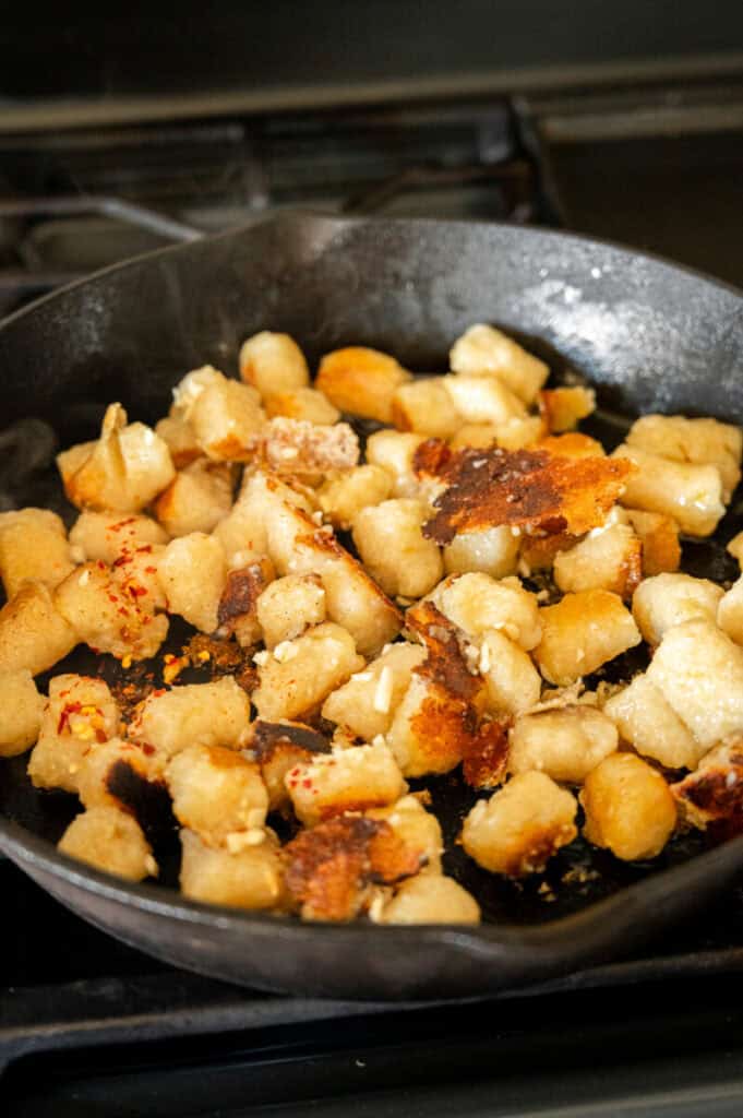golden brown crispy gnocchi.