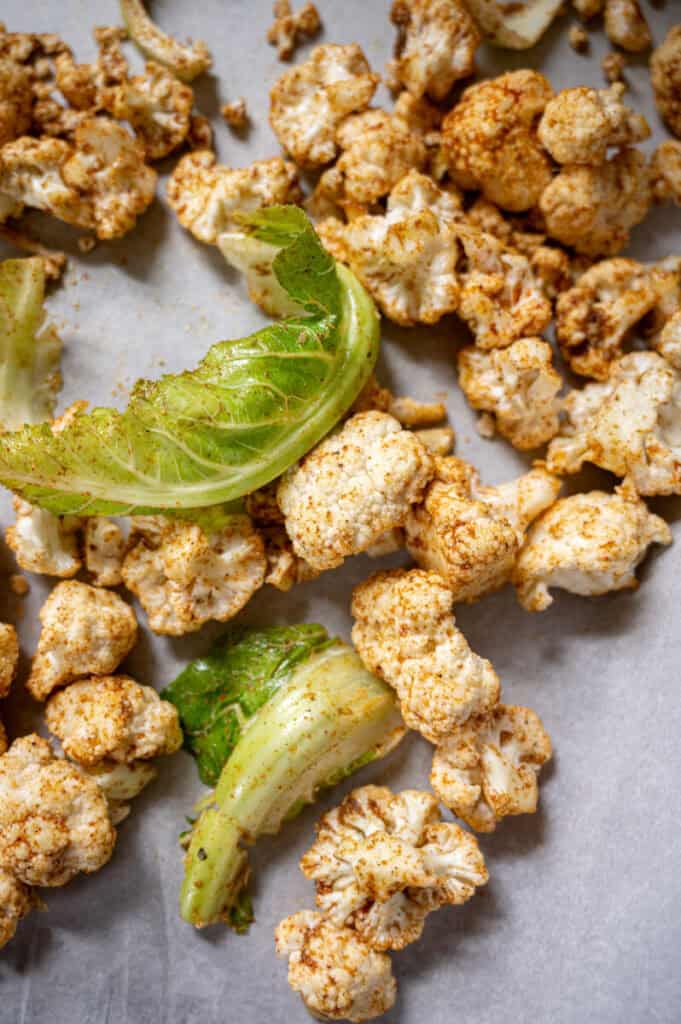 cauliflower on a baking sheet.
