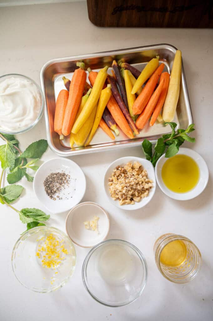 roasted carrots with yogurt ingredients.