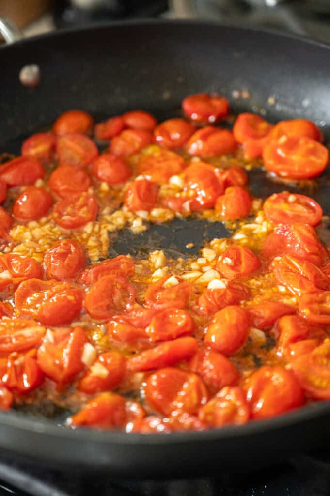 tomatoes, garlic, and white balsamic vinegar sauce.