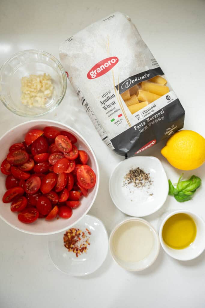 bruschetta pasta ingredients.