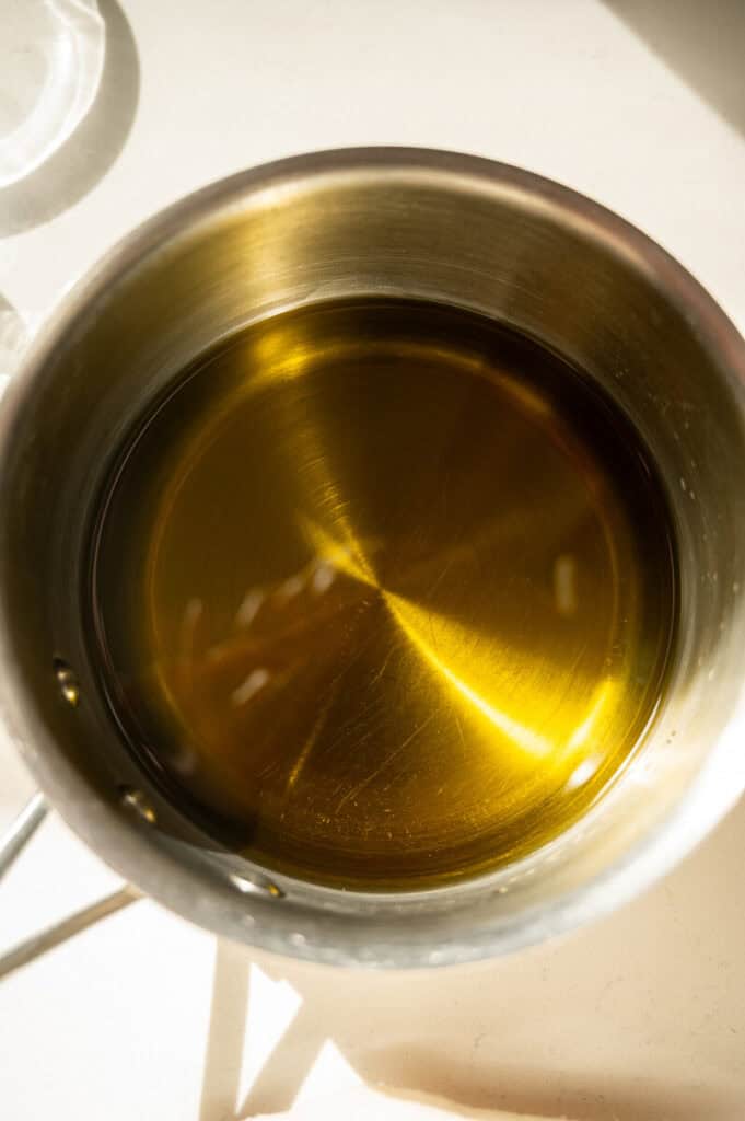 olive oil in a pot.
