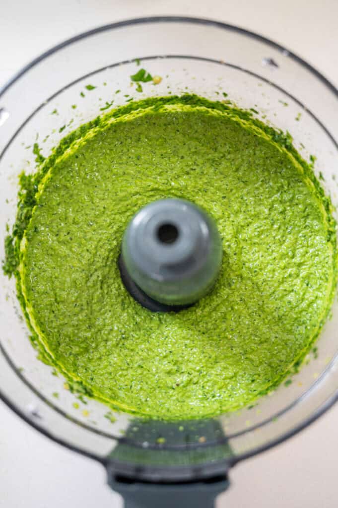 green goddess sauce in a food processor.