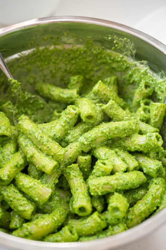 green goddess sauce tossed with pasta.