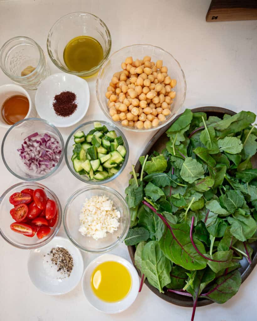 crispy chickpea salad ingredients.