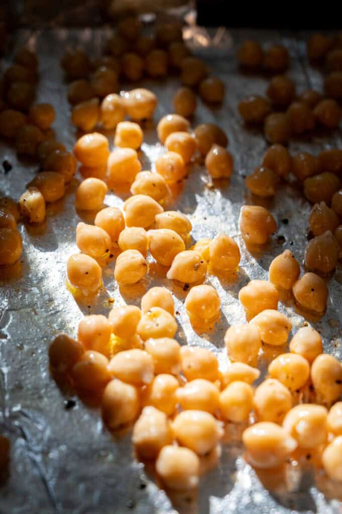 chickpeas on a sheet pan.