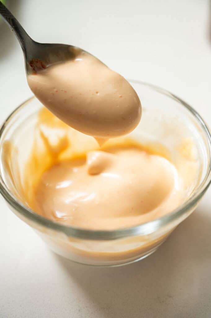 spicy mayo in a bowl.