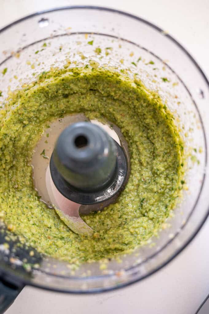 walnut pesto in a food processor.