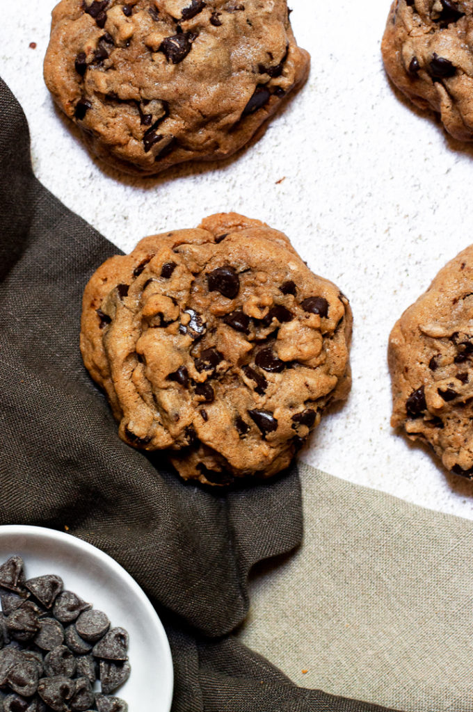 Four Bourbon Browned Butter Chocolate Chip Cookies