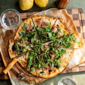 pear prosciutto gorgonzola pizza.