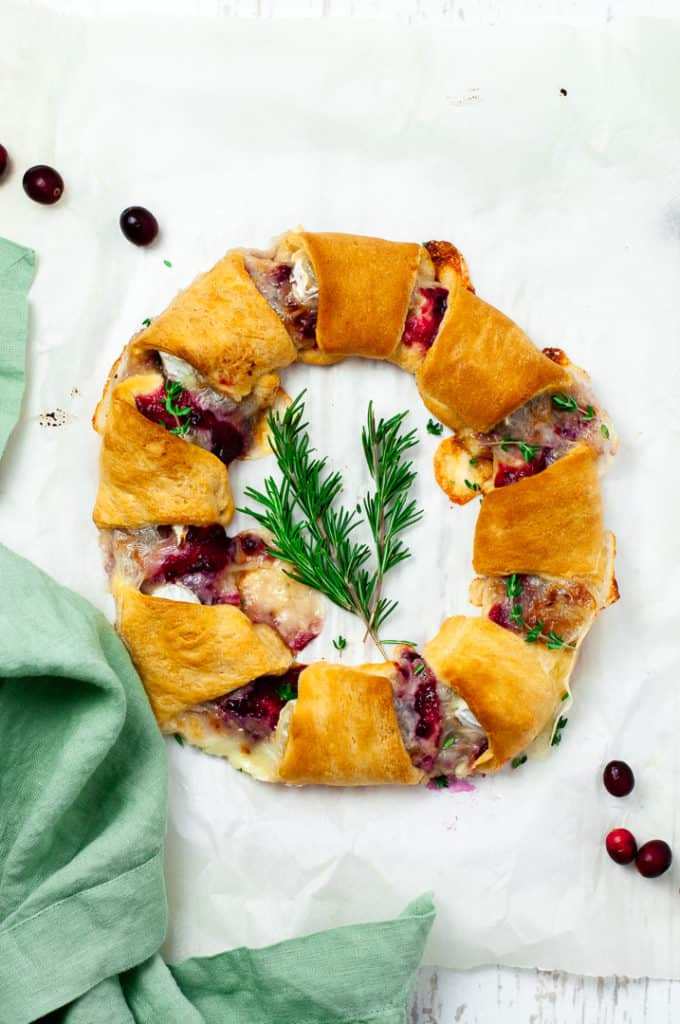 Cranberry Brie Crescent Holiday Wreath