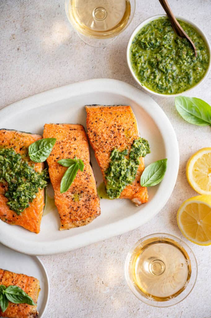 salmon with chimichurri.
