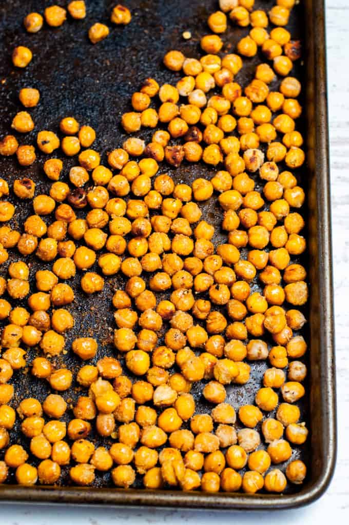 crispy chickpeas on a sheet pan