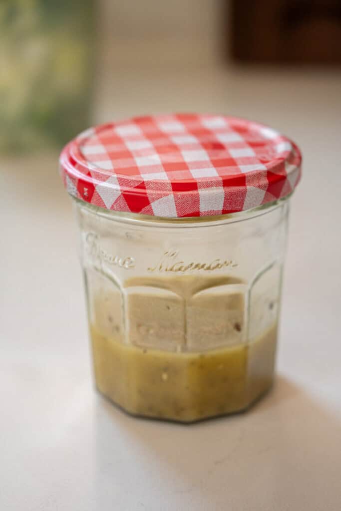 greek vinaigrette in a jar.