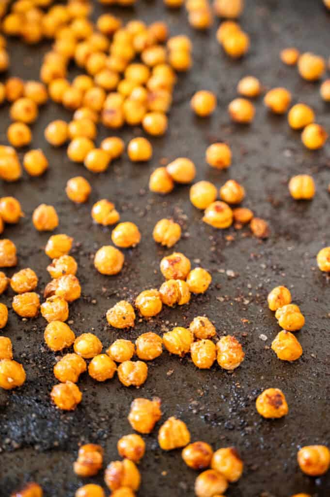 crispy chickpeas on a sheetpan.