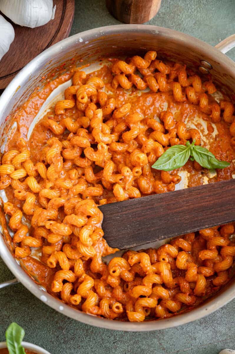 Roasted Red Pepper Sauce with pasta.