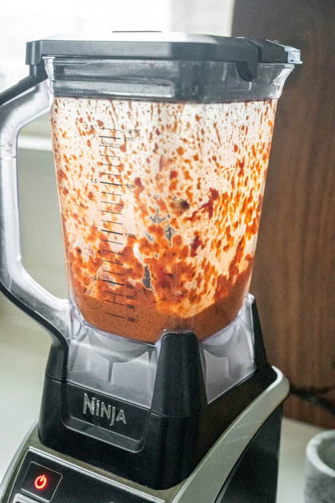roasted red pepper sauce in a blender.
