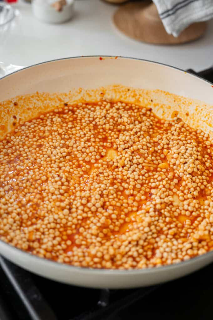 couscous in a skillet.