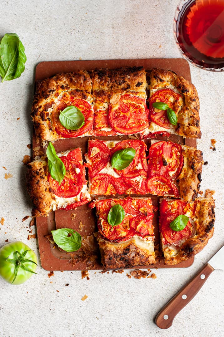 Whipped goat cheese and tomato tart