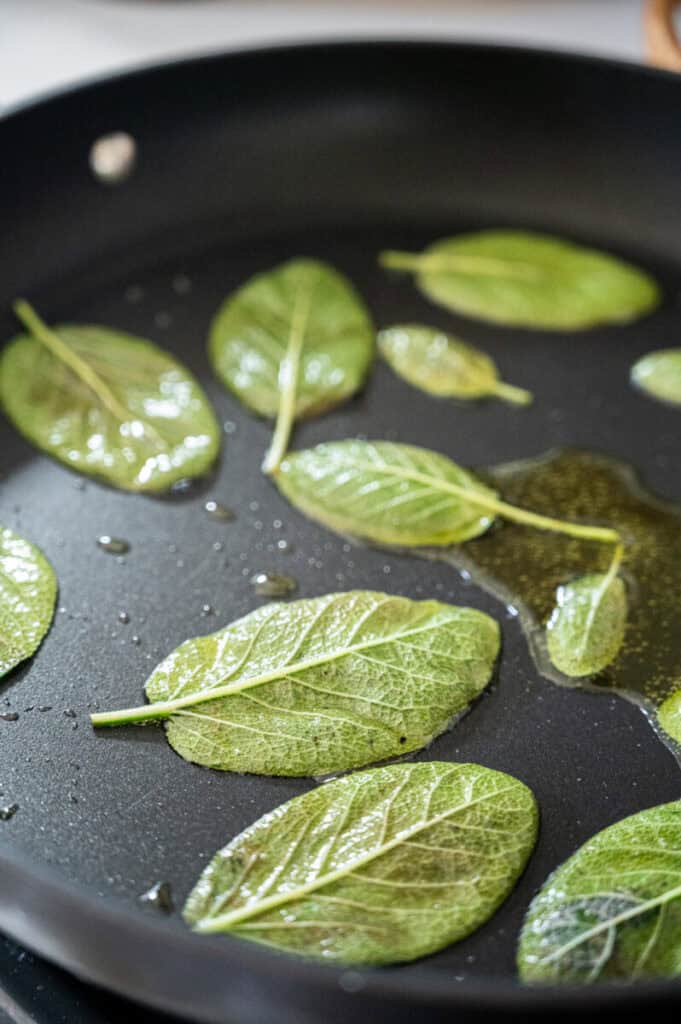 sage fried in a pan.