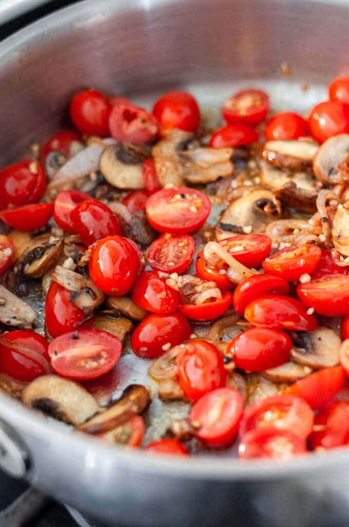 sautéed tomatoes and garlic.