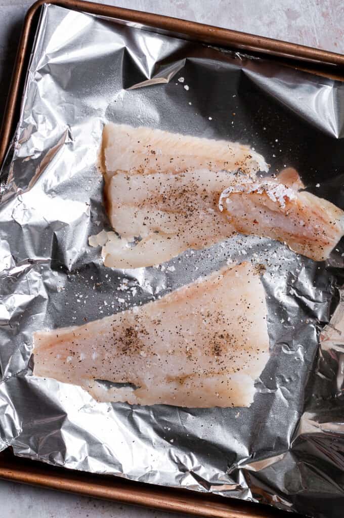 cod on a baking tray