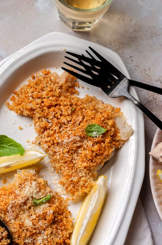 baked cod on a plate