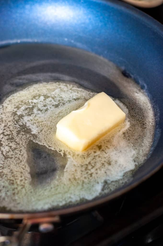 butter melting in a pan