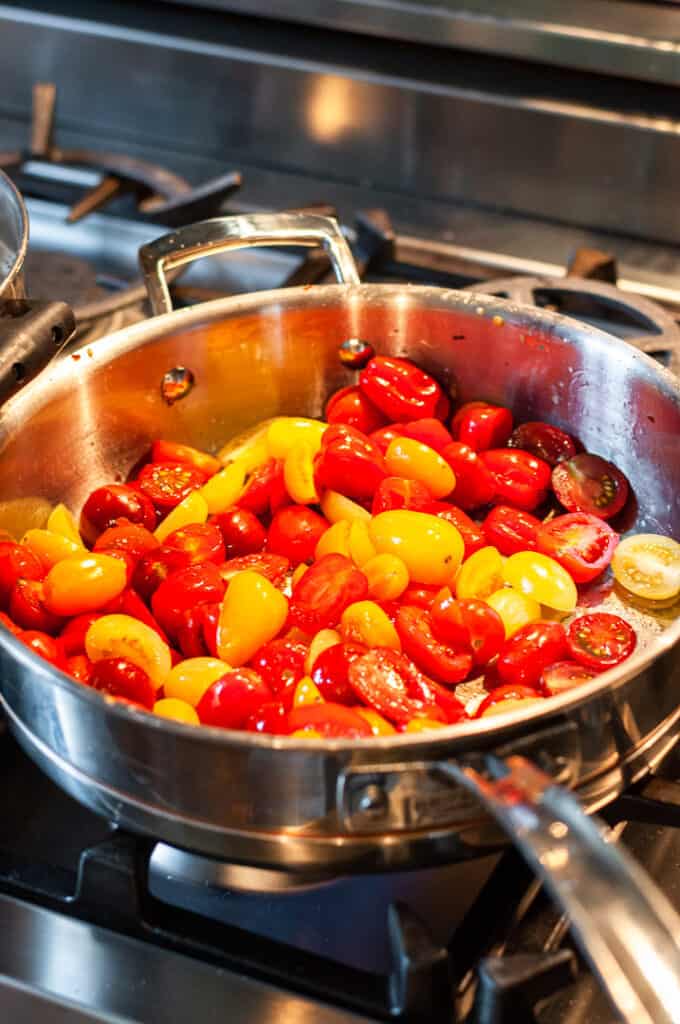 tomatoes in a skillet