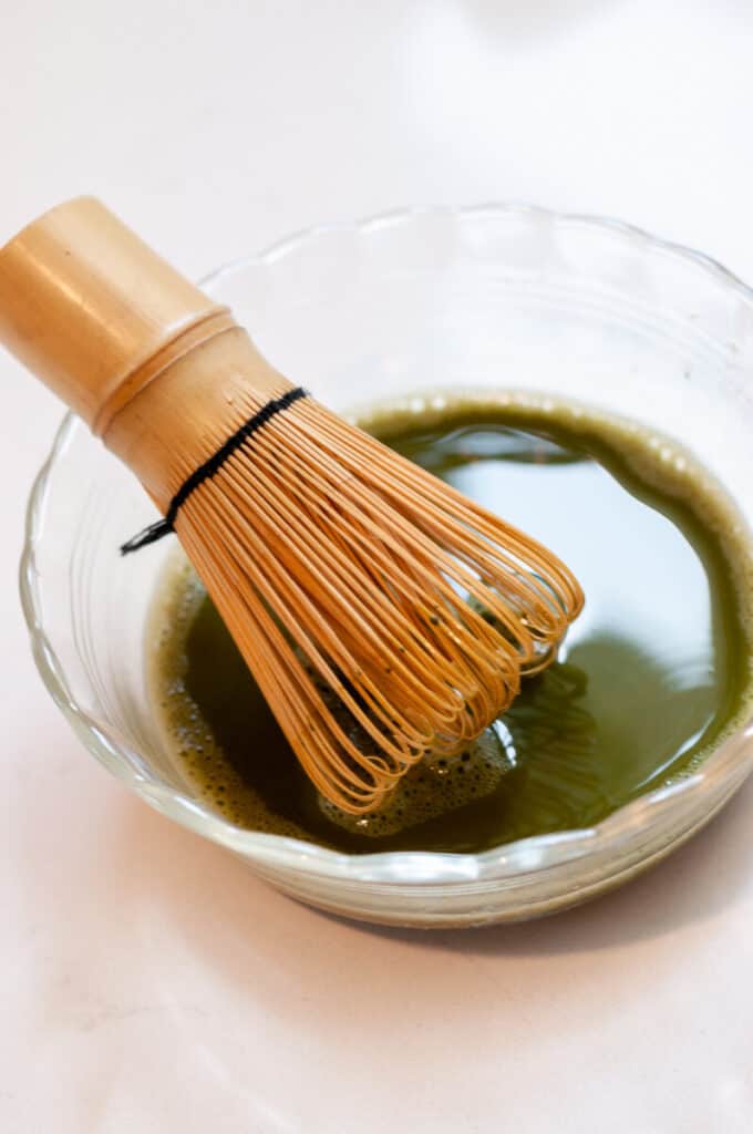 matcha with a matcha whisk