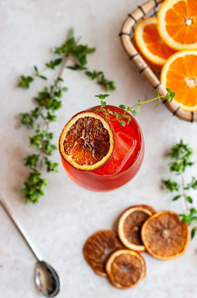 cocktail in glass with orange