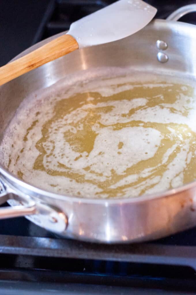 browned butter in a pan