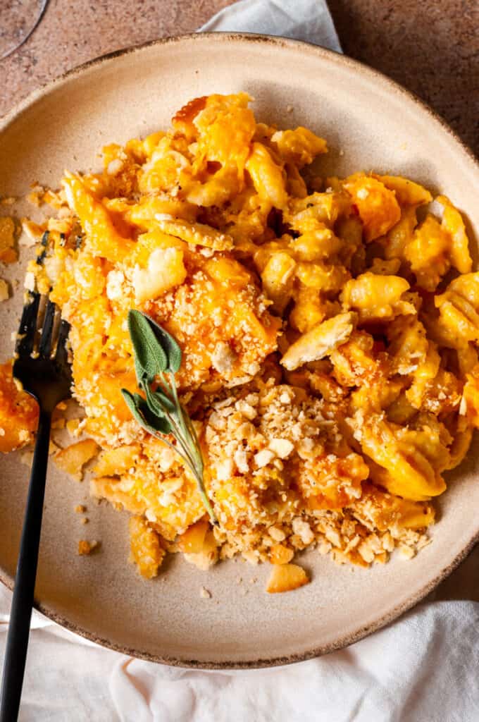 Butternut Squash Mac and Cheese on a plate