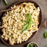 pesto alfredo pasta on a plate