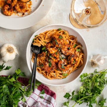 blackened shrimp pasta with Italian parsley