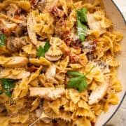garlic farfalle with chicken.