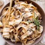 Creamy Mushroom Pappardelle Pasta Recipe with Garlic.