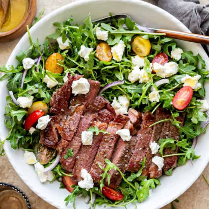 Arugula and Steak Salad Recipe with Easy Vinaigrette - Tasting With Tina