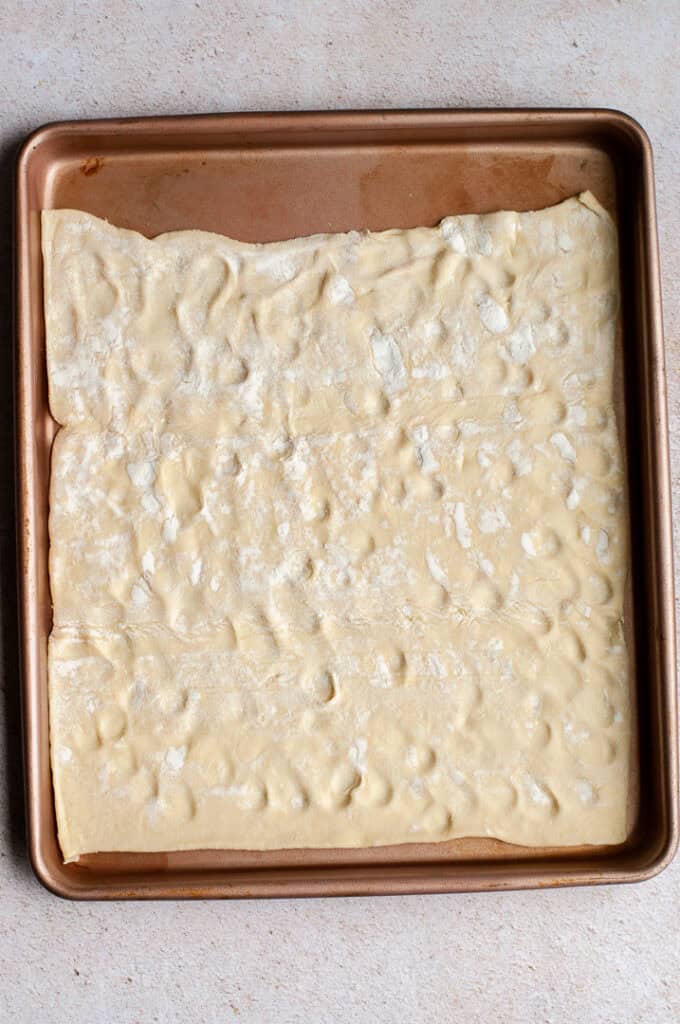 puff pastry on a baking tray.