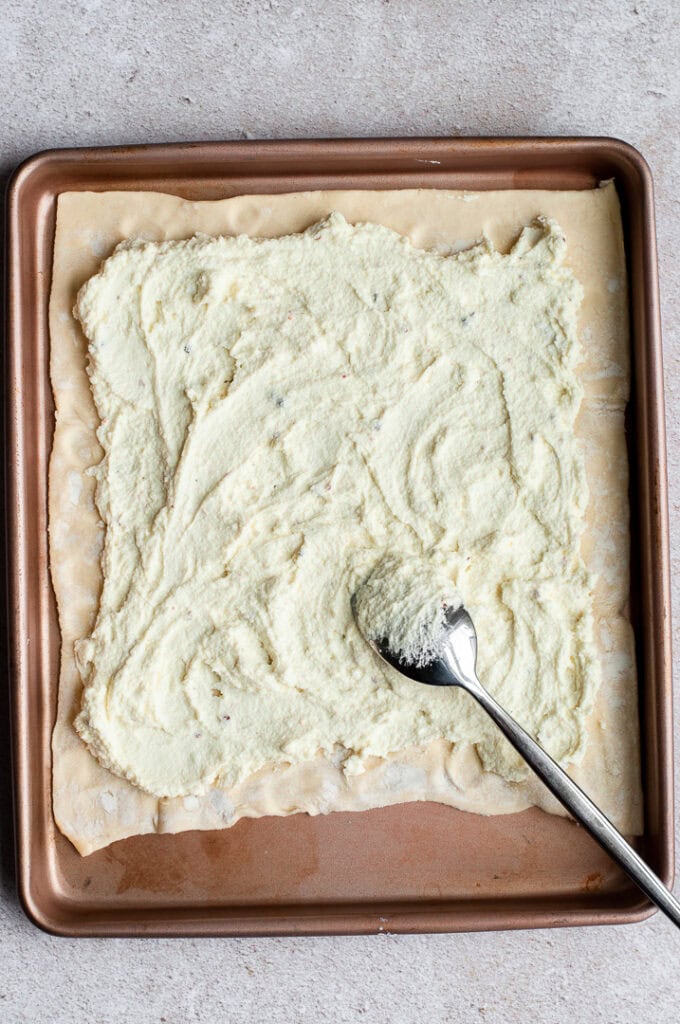 whipped goat cheese on puff pastry.